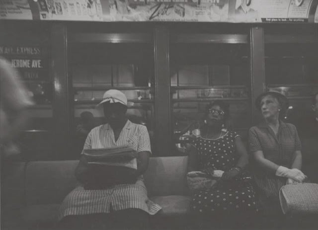 Women riding on the subway, 1958