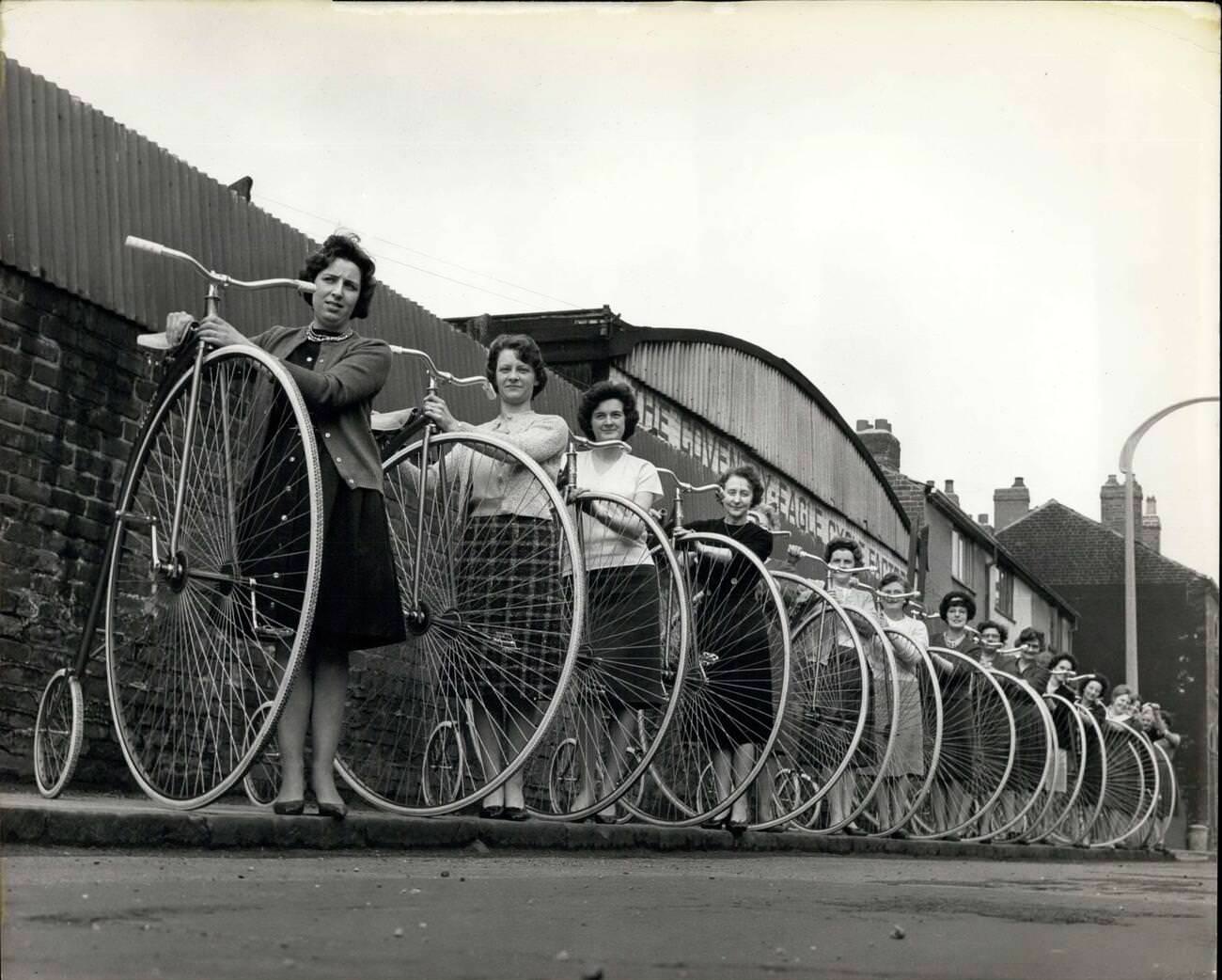 Penny-farthing bicycles, April 24, 1963