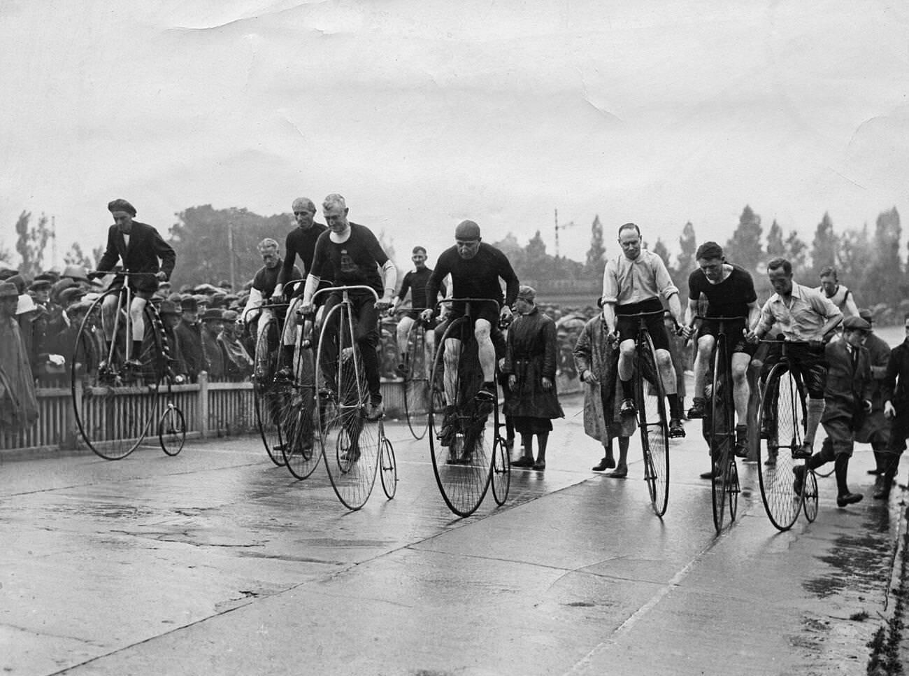 Penny Farthing Race at Herne Hill, London, 1932.
