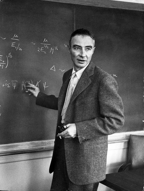 J. Robert Oppenheimer in his office at Princeton, 1949.