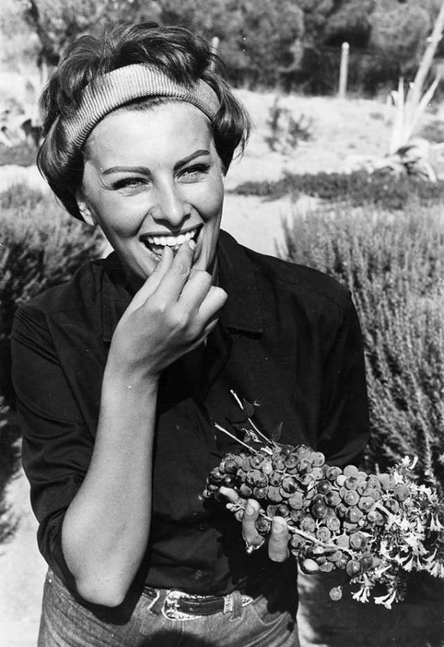 Sophia Loren at a vacation villa in St. Tropez, September 1958.