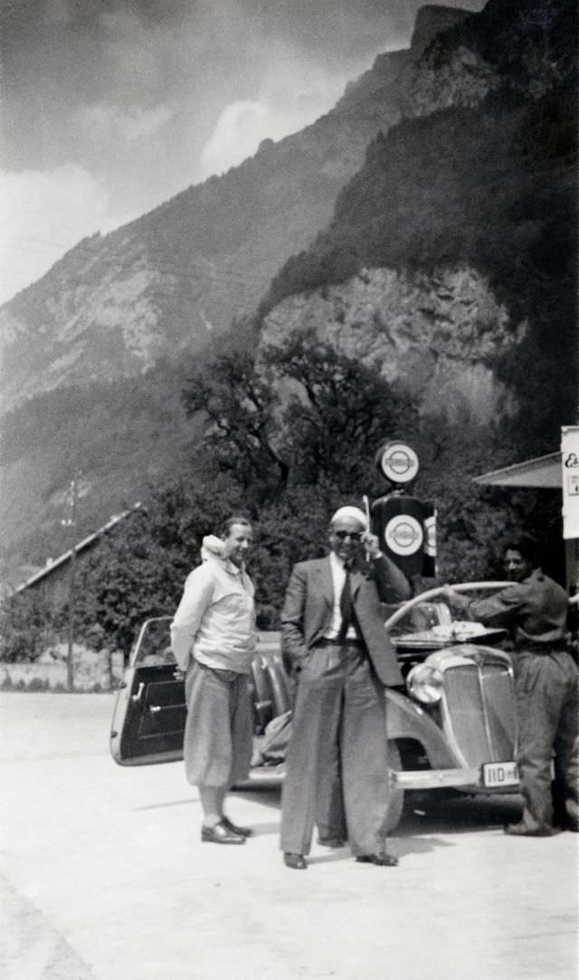 Two men with an Audi Front 225 Cabriolet, formerly Bavarian Palatinate, circa 1930s.