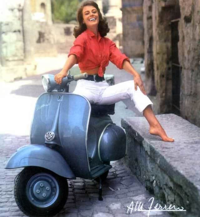 Woman with a Ford Taunus 12 M, Austrian Alps, circa 1960s.