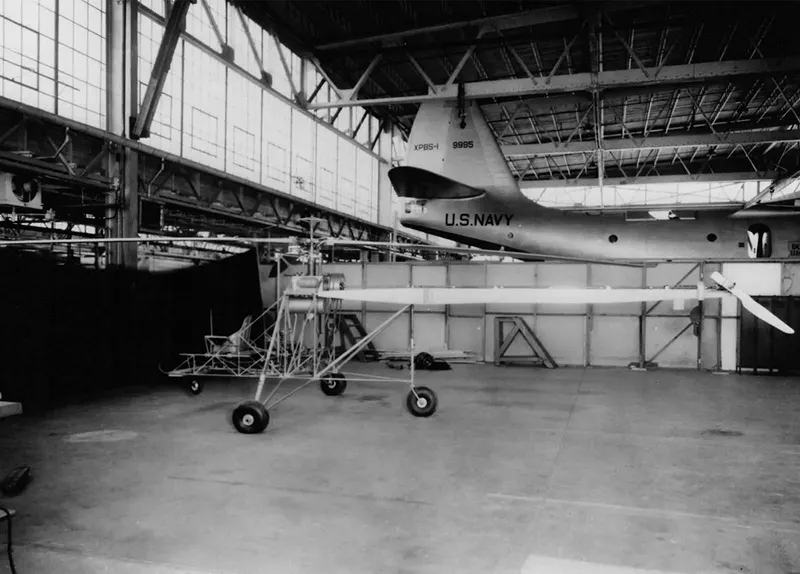 VS-300 helicopter in the hangar, September 9, 1939, shortly before its inaugural flight.