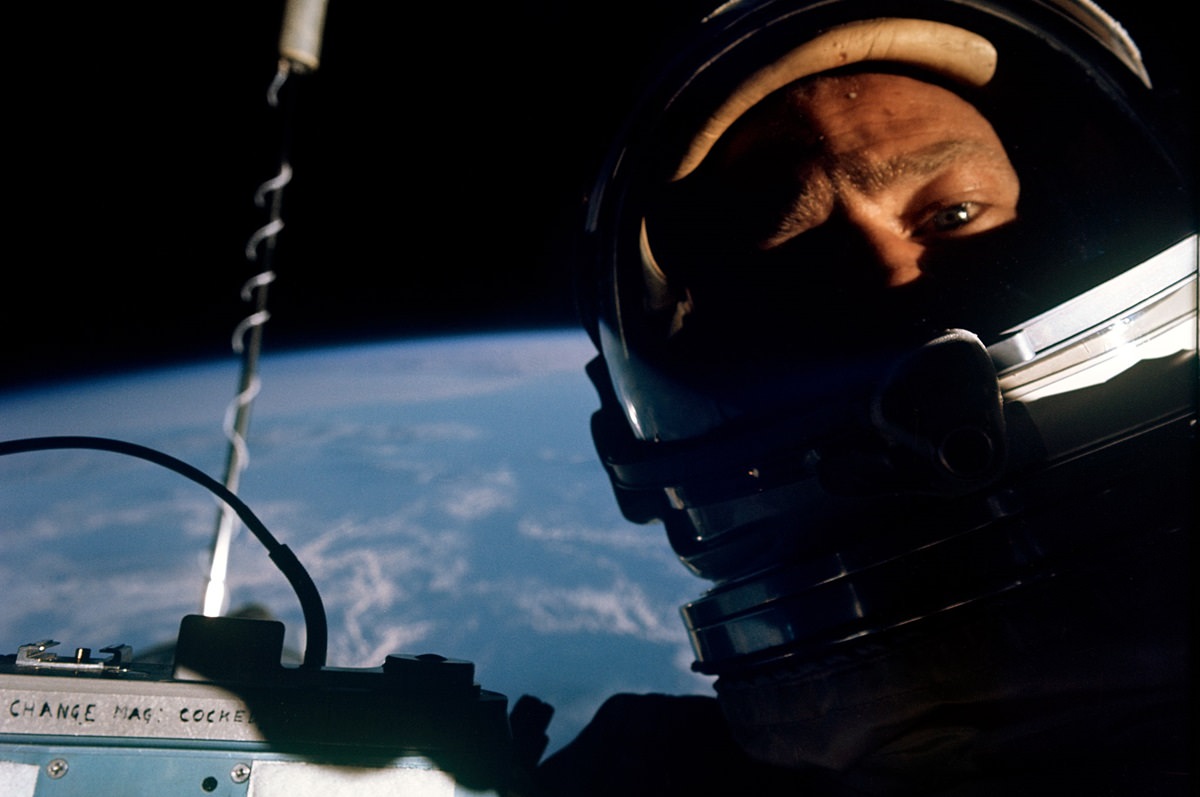 Buzz Aldrin's first space selife