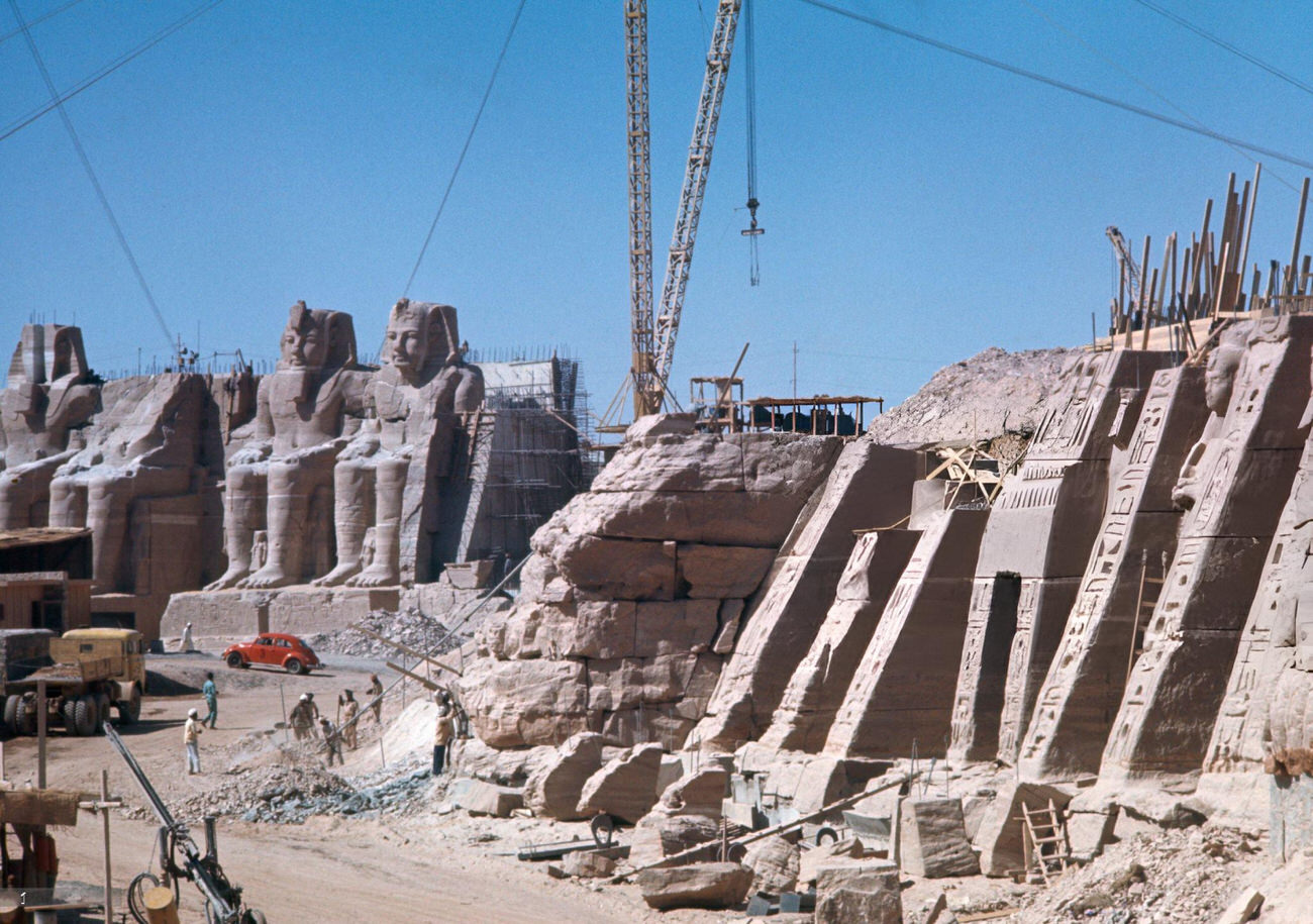 The relocation of the two ancient temples at Abu Simbel in 1967