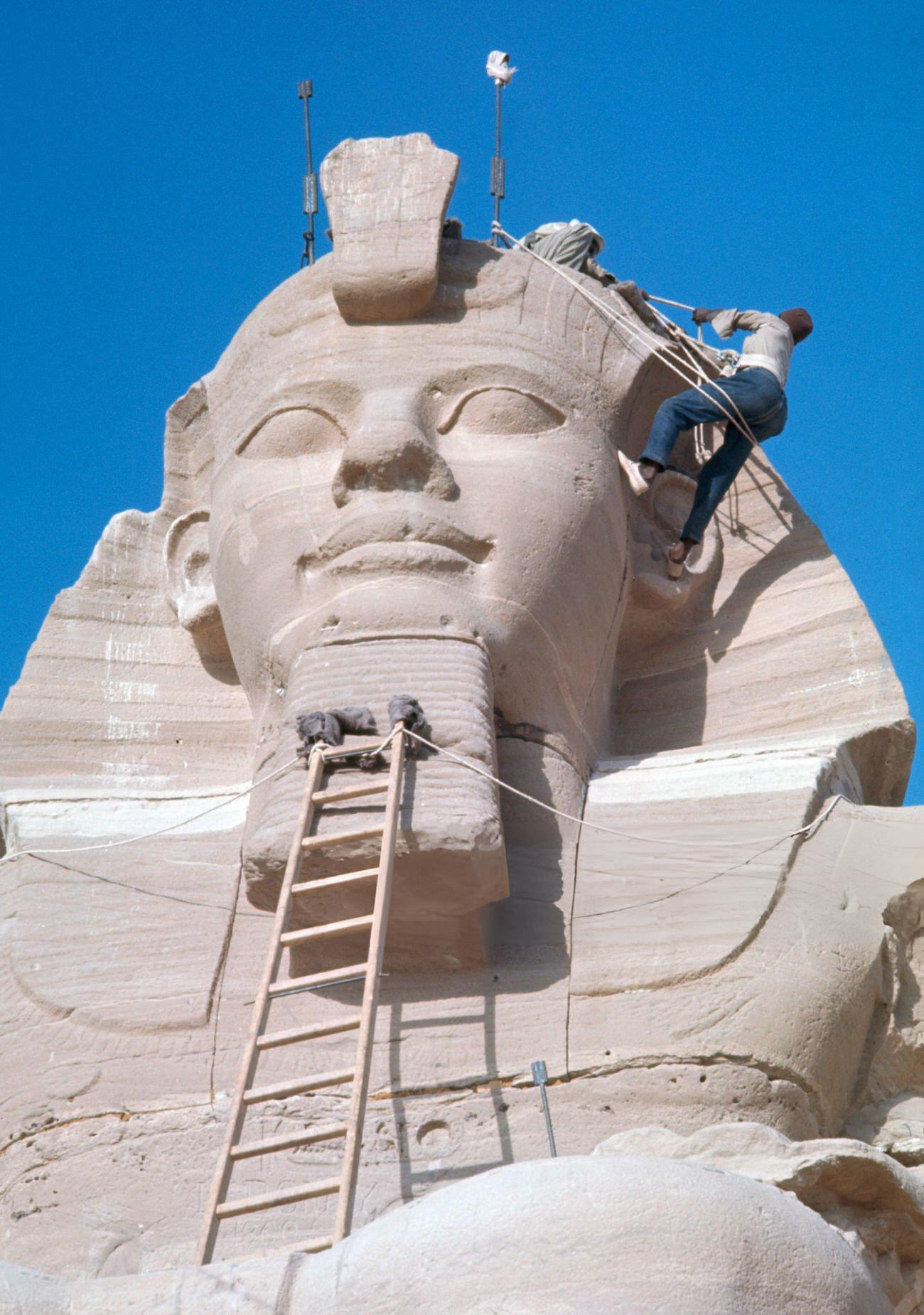 The relocation of Abu Simbel's ancient temple in 1967, built in 1264 BC to honor Ramesses II's victory at the Battle of Kadesh.