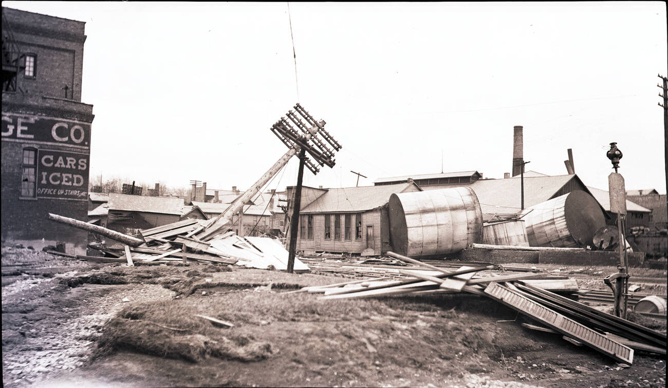 Aftermath of the 1913 flood in Columbus, Ohio, 1913.