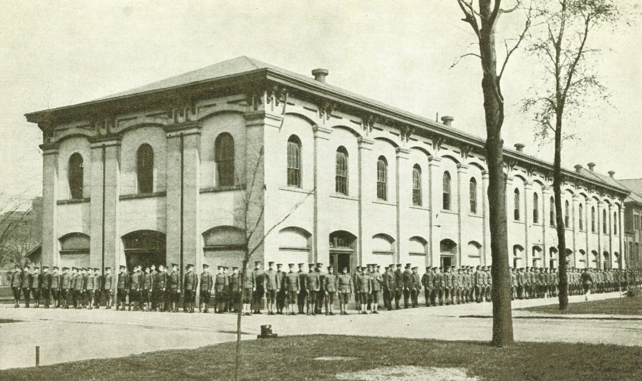 The 10th Recruit Company at Columbus Barracks, later renamed Fort Hayes, circa 1916
