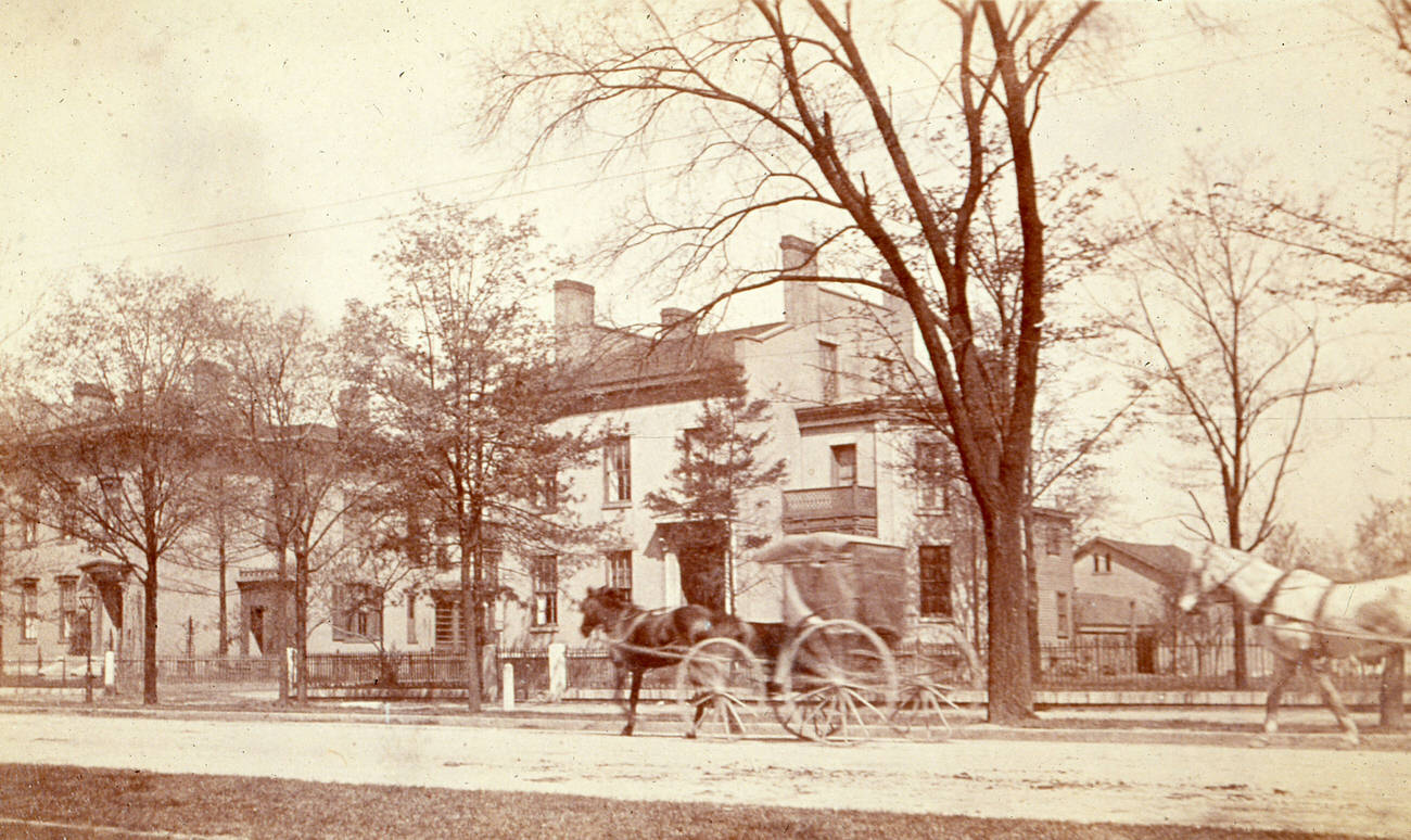 Bishop's Residence at St Joseph's Cathedral, built in 1848 by William G. Deshler, used as the Bishop's residence until demolished in 1949, 1891.