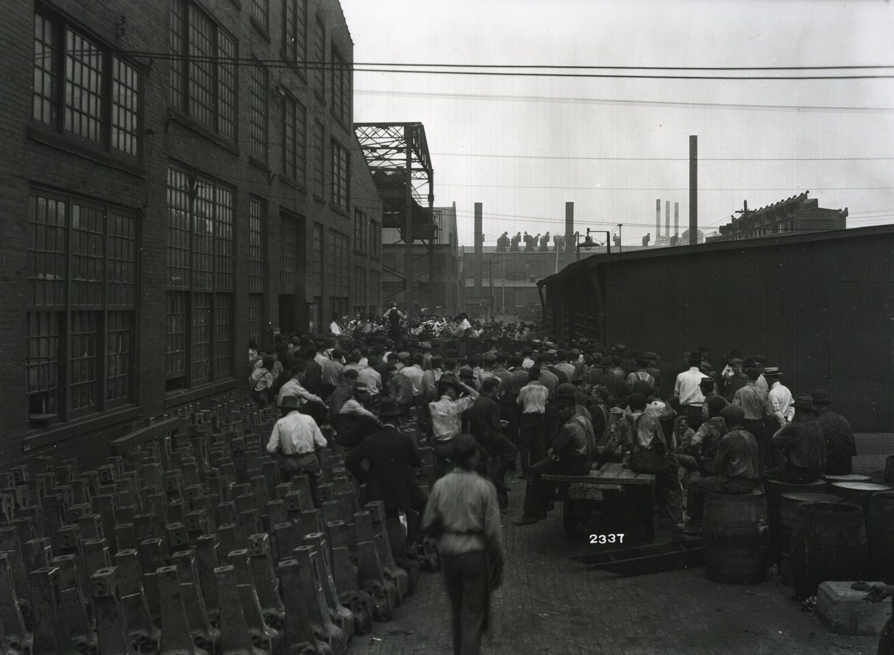 Buckeye Steel band at a social gathering, founded October 1902, located on Parsons Avenue, merged with Worthington Industries in 1980, 1920s