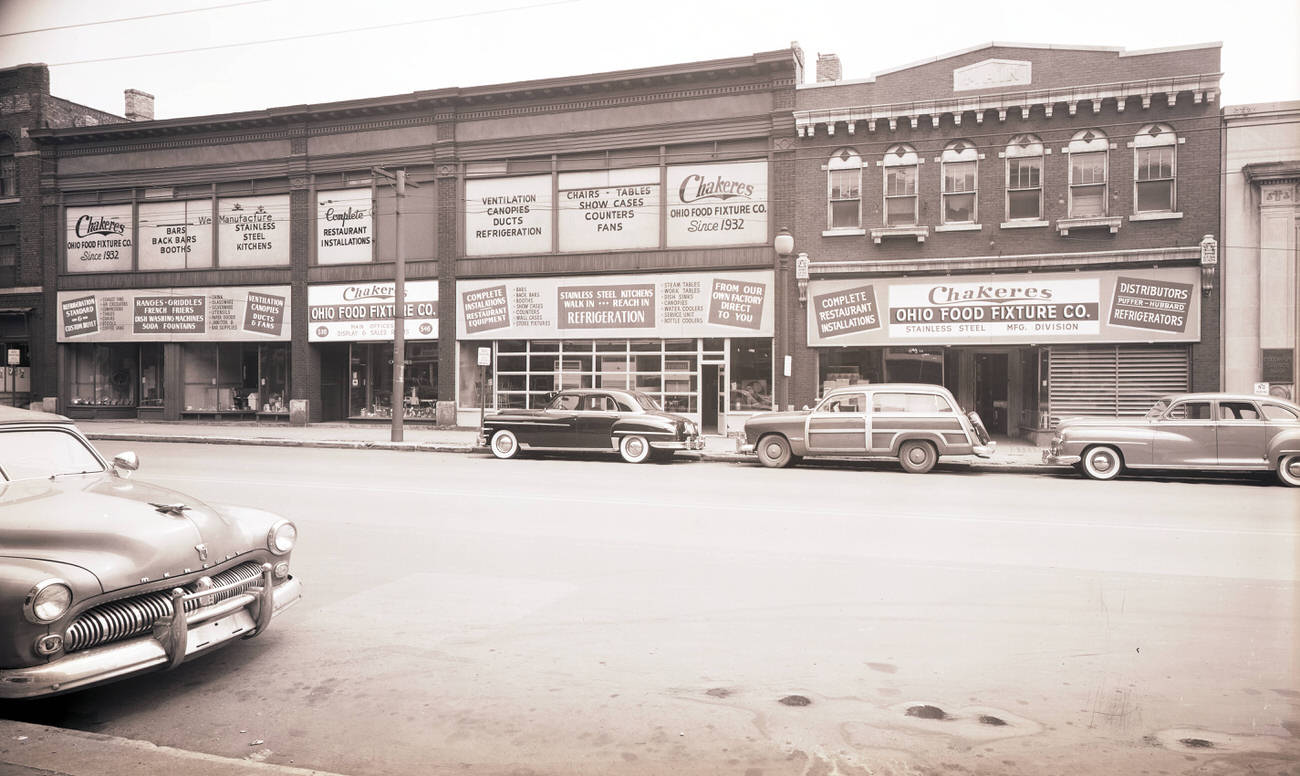 Chakeres Ohio Food Fixture Company, covering the block from 532-546 North High Street, 1960s