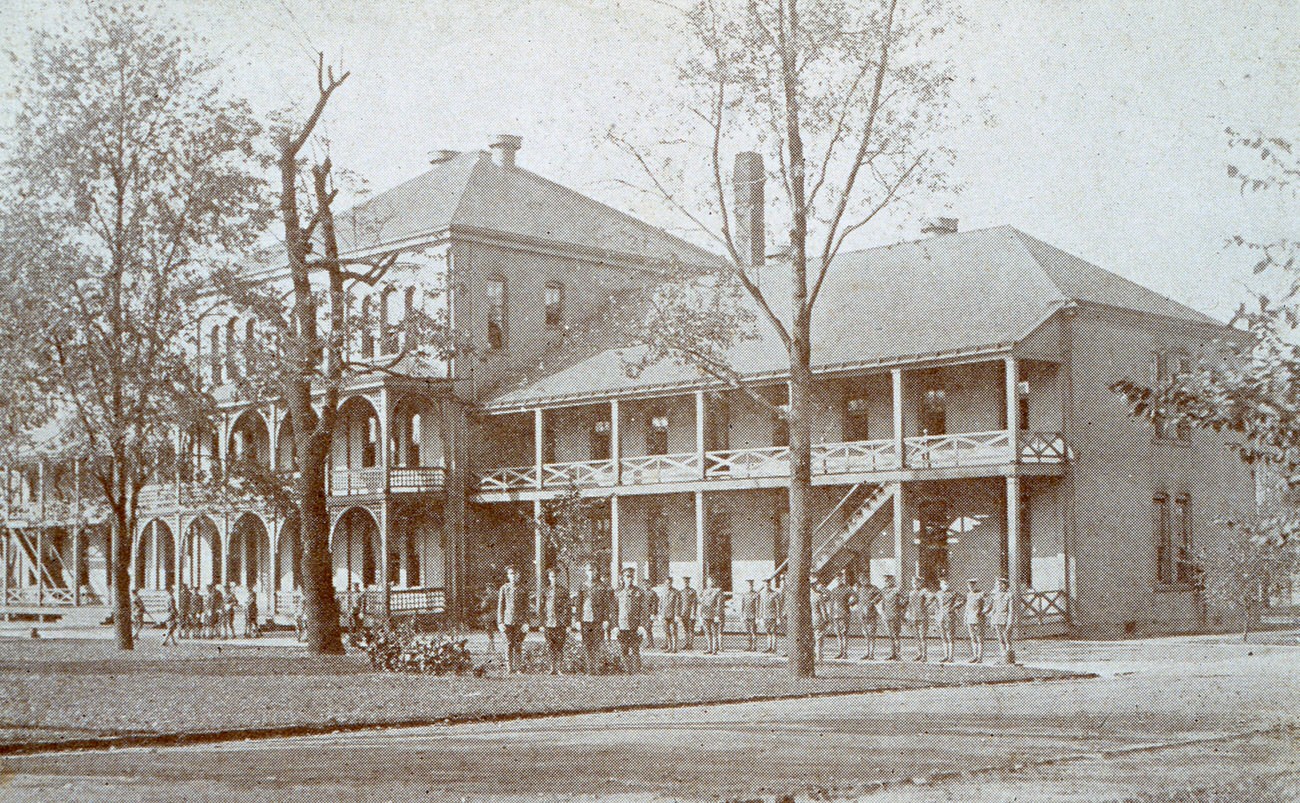 Soldiers at the 11th Company headquarters at Fort Hayes barracks in Columbus, Ohio, 1921