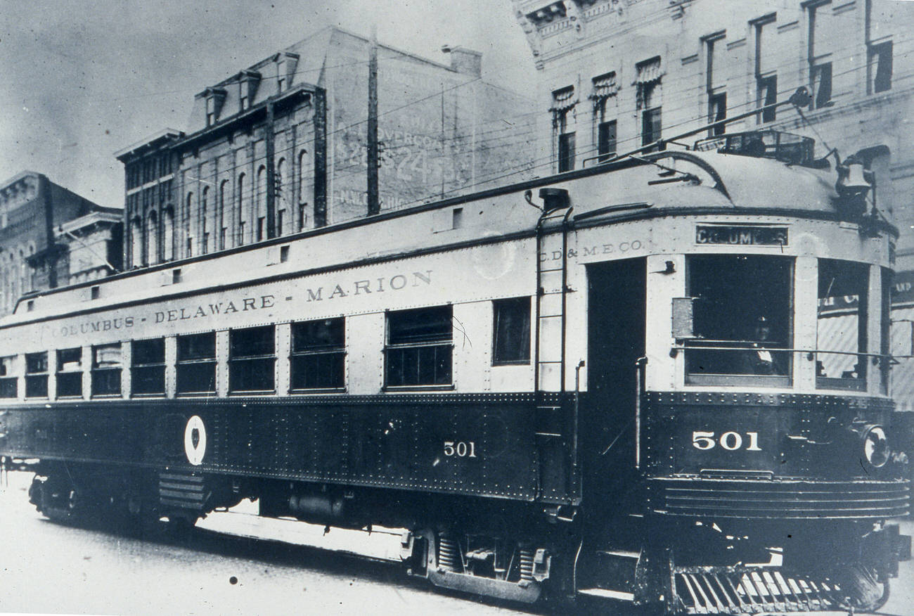 Columbus Delaware and Marion Interurban Car #501, began service on January 24, 1903.
