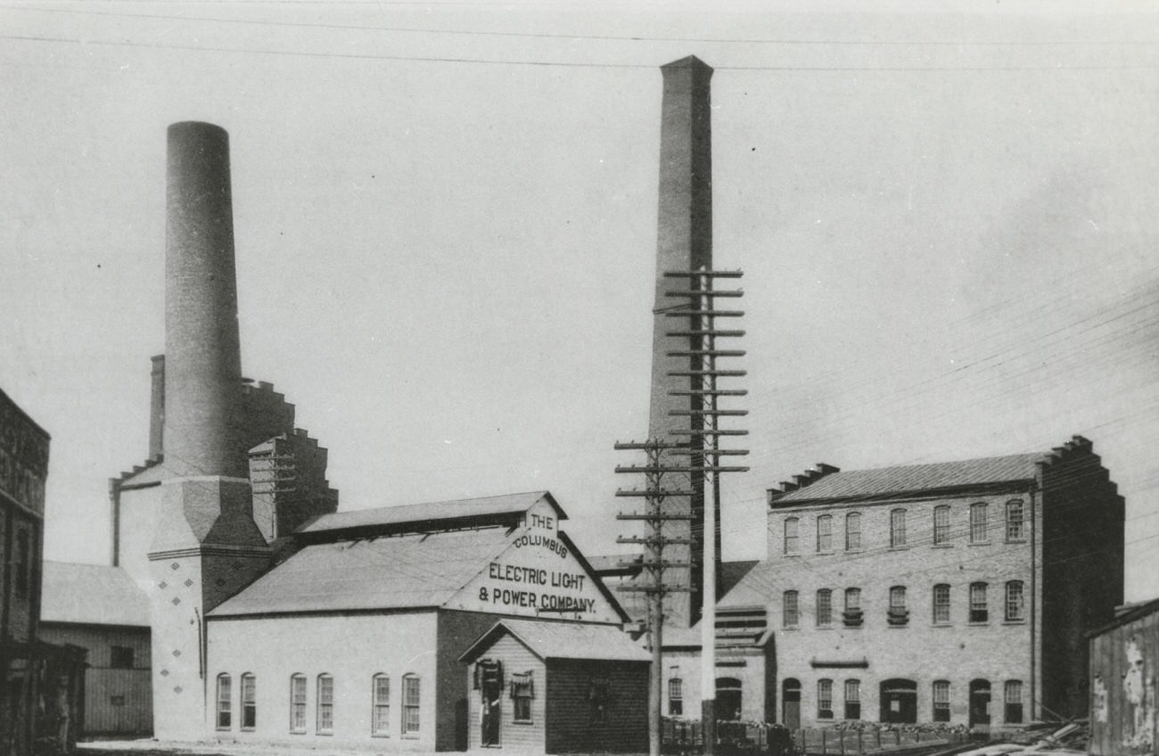Columbus Electric Light and Power Company, began supplying electricity to Columbus in 1887, photograph from 1889.