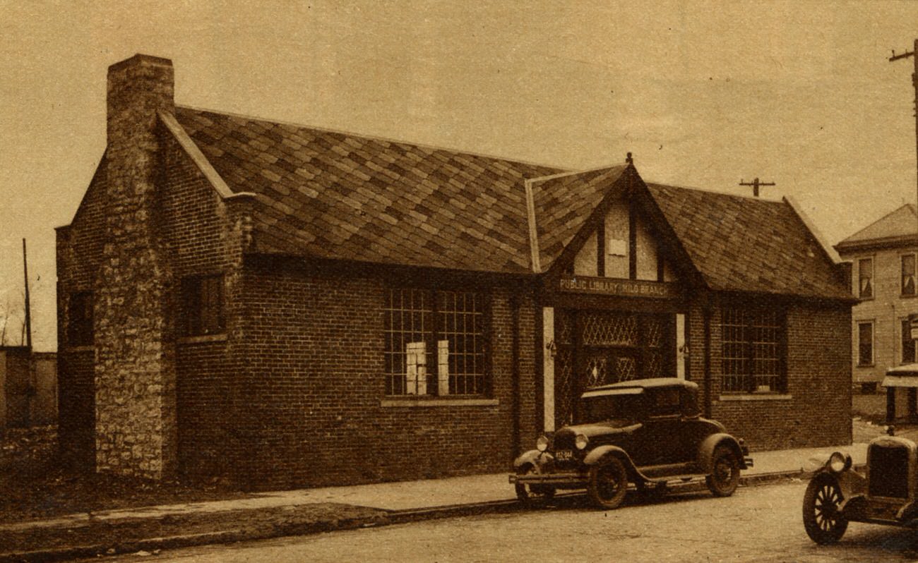Columbus Public Library's Milo branch, established as the fifth branch and replaced by a bookmobile stop in 1950, Circa 1930.