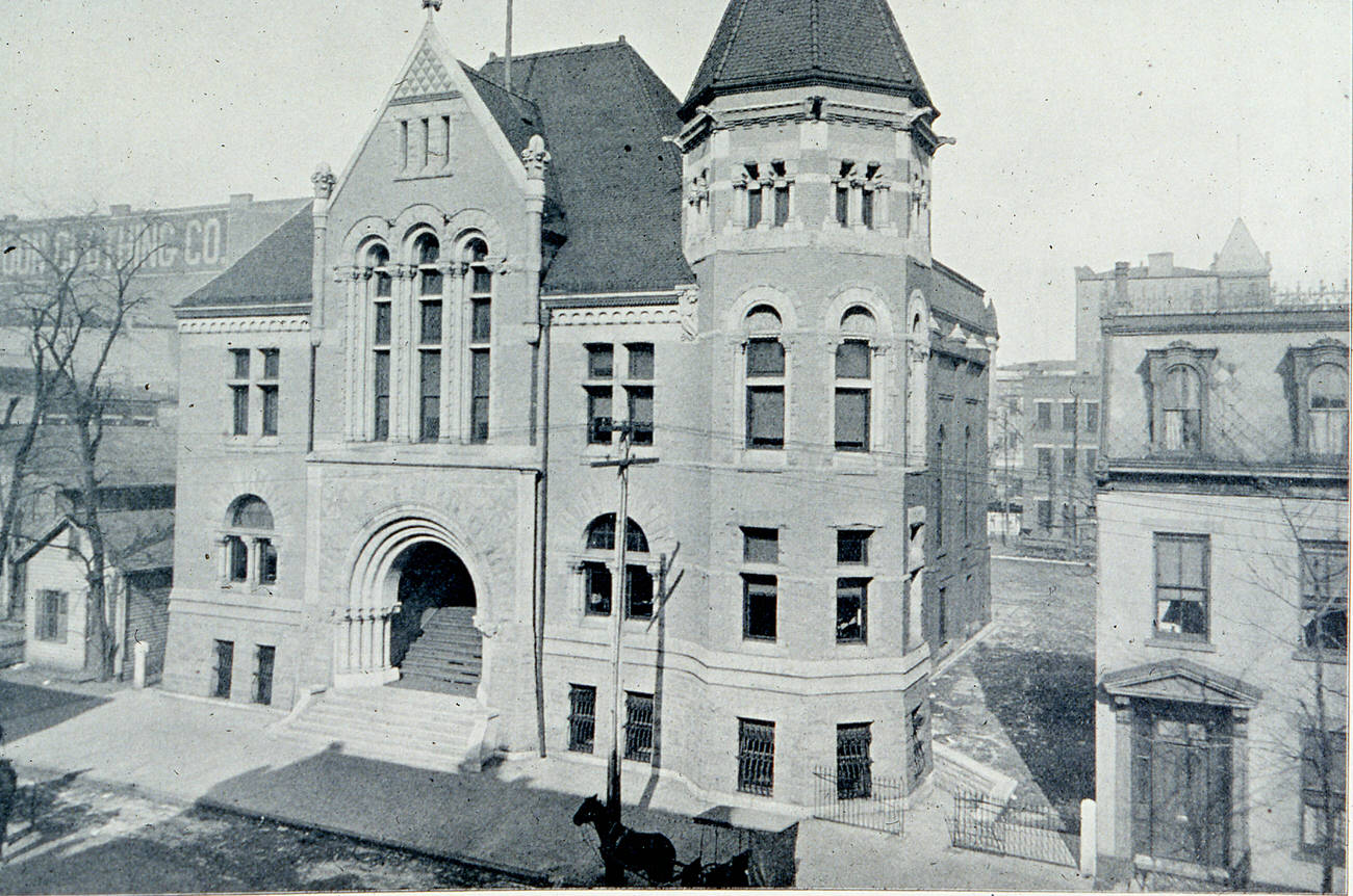 Columbus Public School Library building, formerly a church, photographed in 1897.