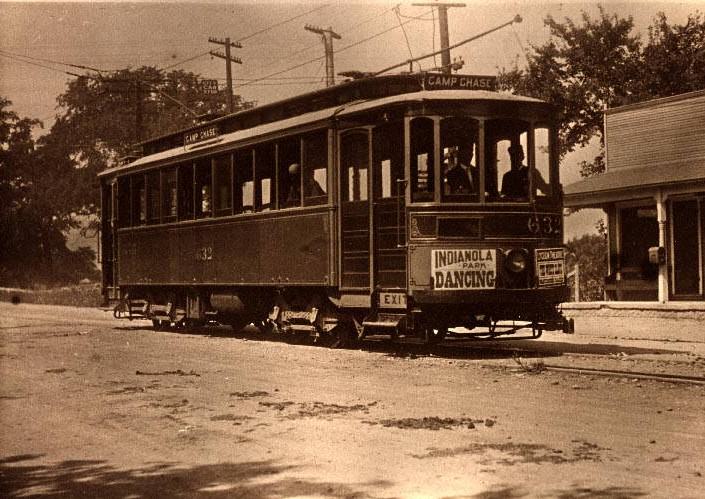 CRP&L car No.632 on the Camp Chase line, in front of Camp Chase Post Office, 1880s