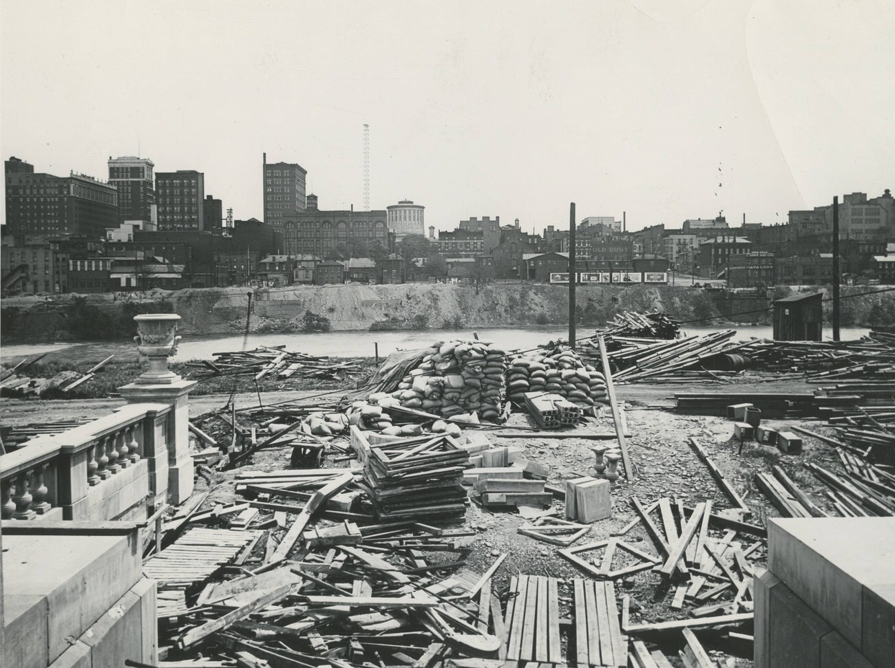 Westside view of Columbus skyline from the Central High School construction site, 1923.