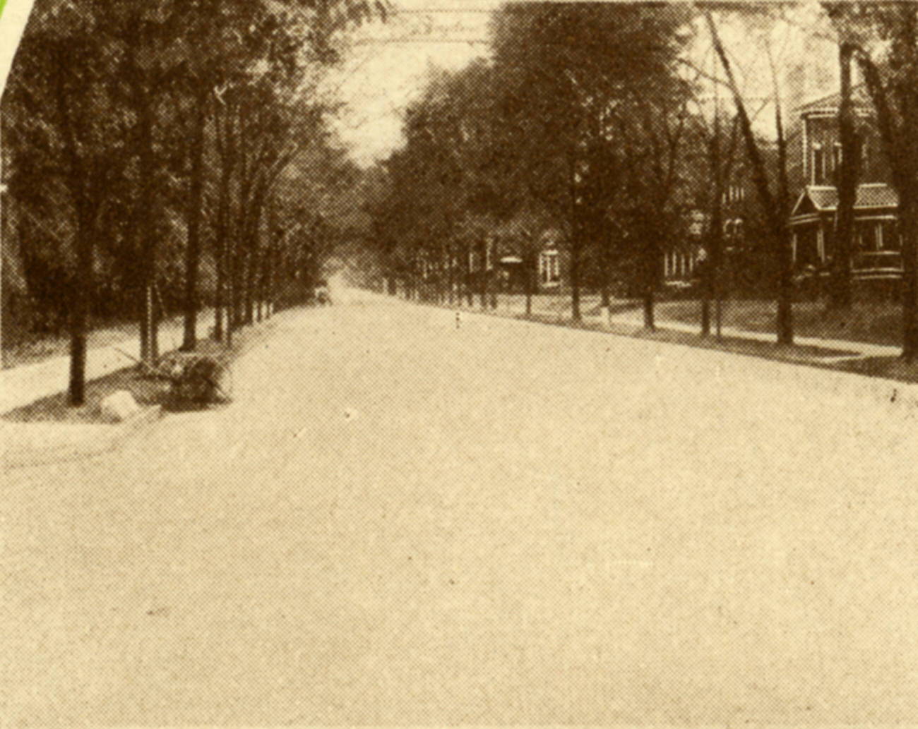 Tree-lined residential stretch of East Broad Street, 1915.