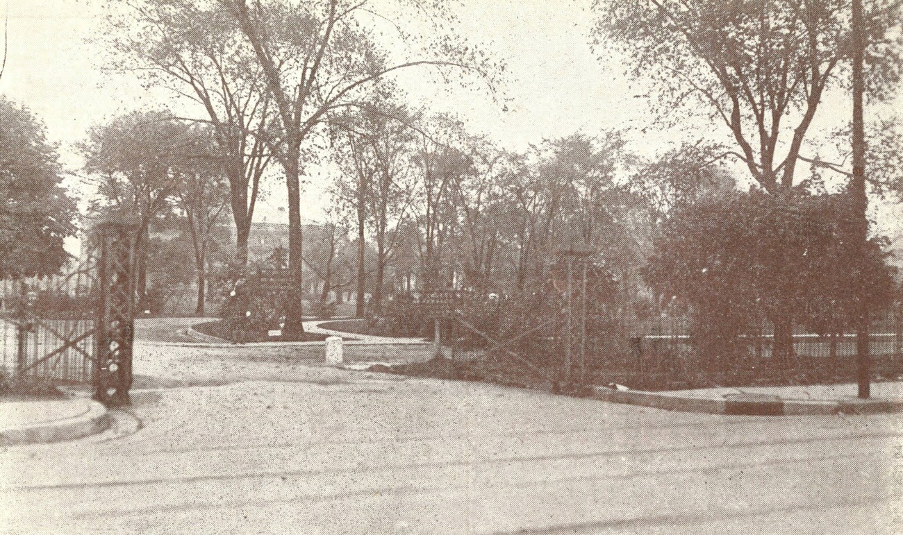 Main entrance gate to Columbus Barracks, later renamed Fort Hayes, 1880s