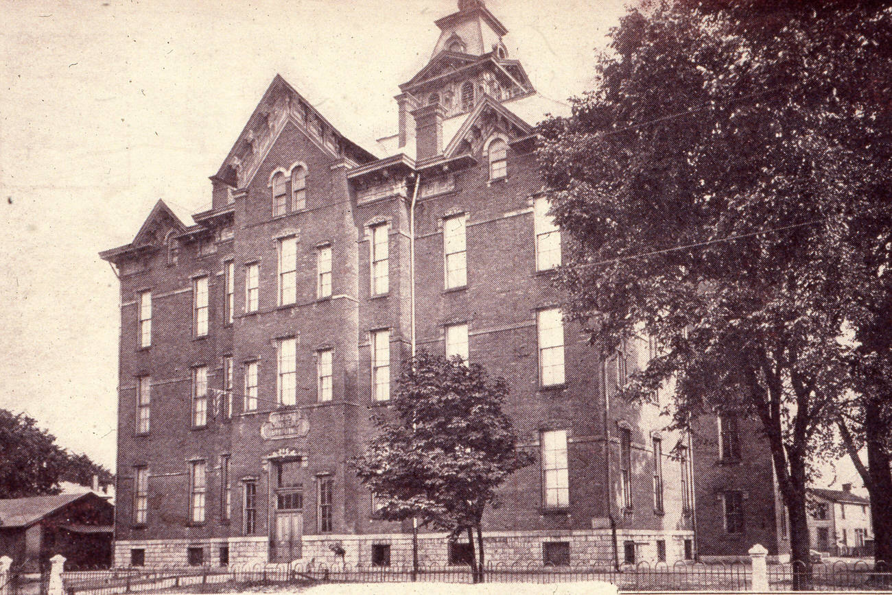 First Garfield Elementary School, constructed in 1882 and demolished circa 1950, Circa 1892.