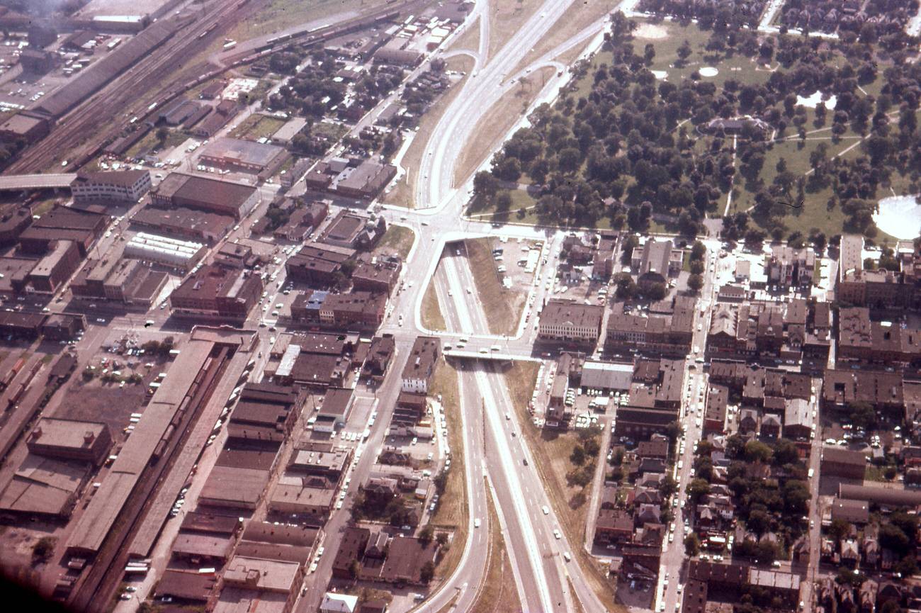 Goodale Expressway near High Street, with Goodale Park visible, July 20, 1960.