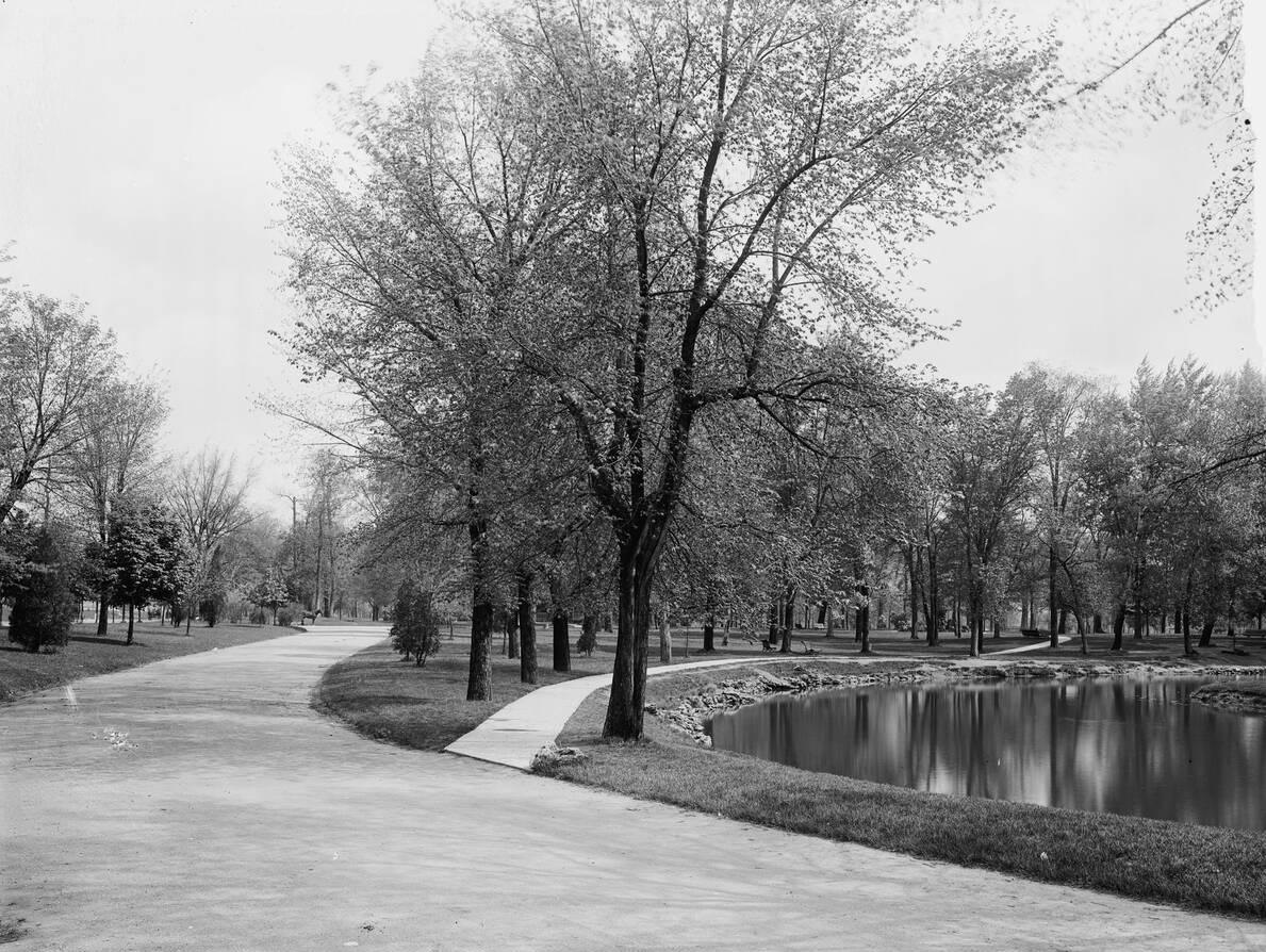 Lake in the park, Columbus, Ohio, 1906.