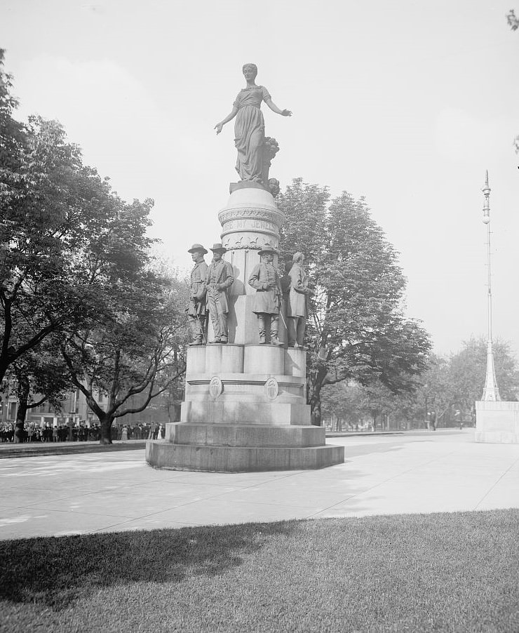 Memorial in Capitol grounds, Columbus, Ohio, titled "These are my jewels", 1900