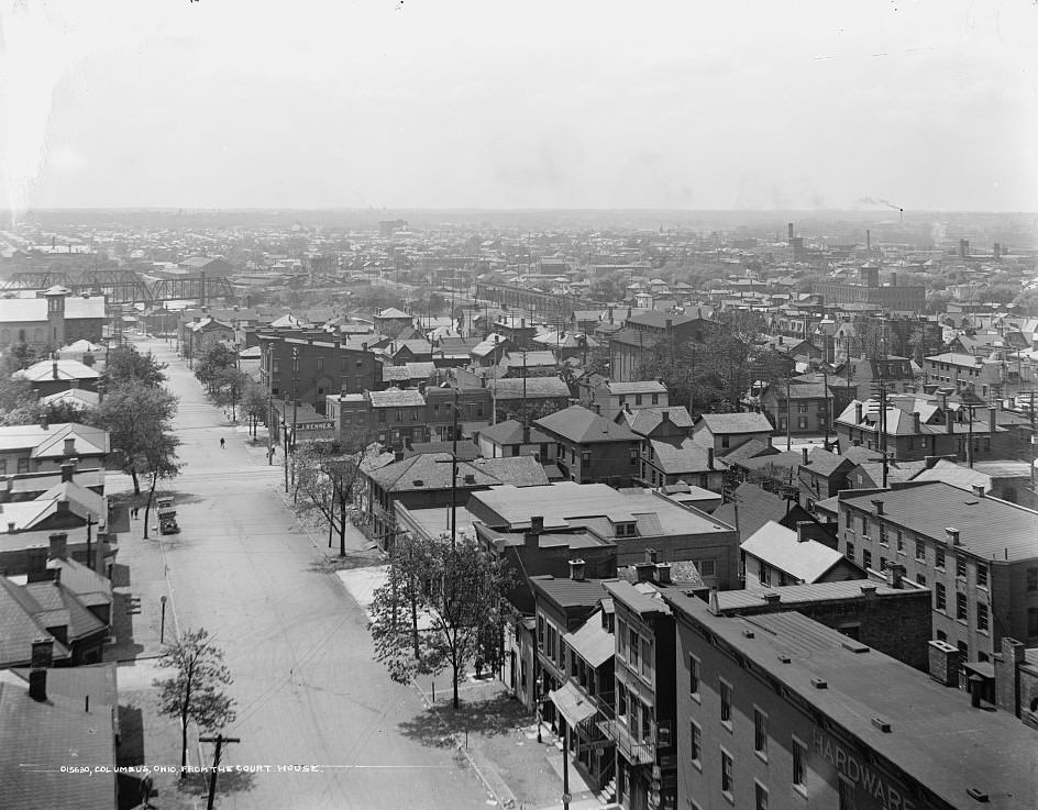 View of Columbus, Ohio from the courthouse, 1900s.