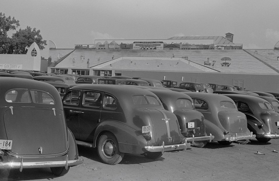 Possibly related to murals on Convention Hall at Buckeye Lake Amusement Park, Columbus, Ohio, 1938.