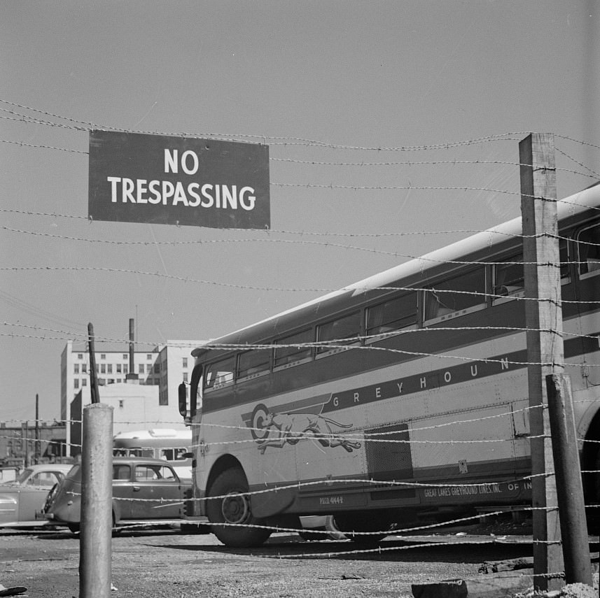 Possibly related to parking lot signage for buses, Columbus, Ohio, 1943.