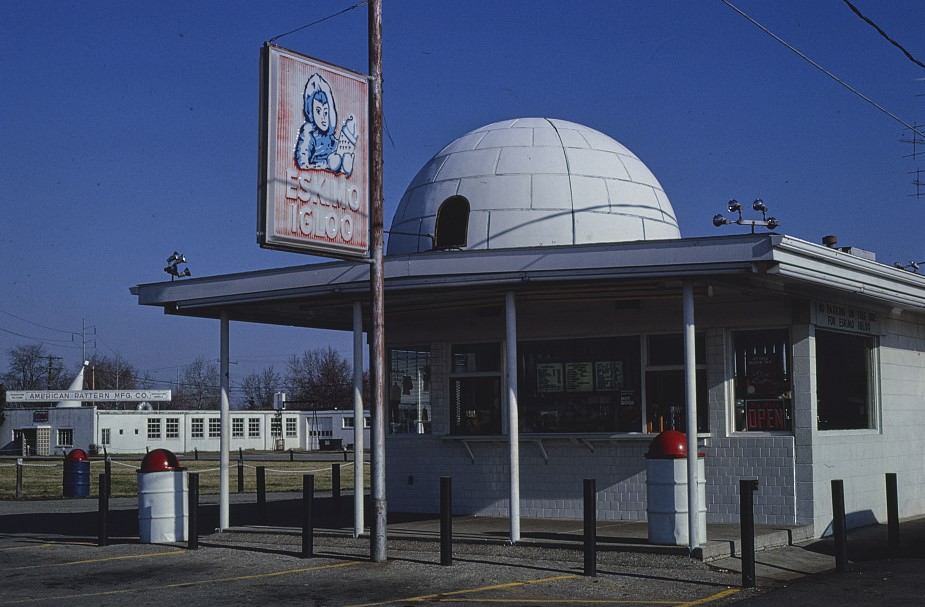 Eskimo Igloo Ice Cream shop, Columbus, Ohio, 1980.