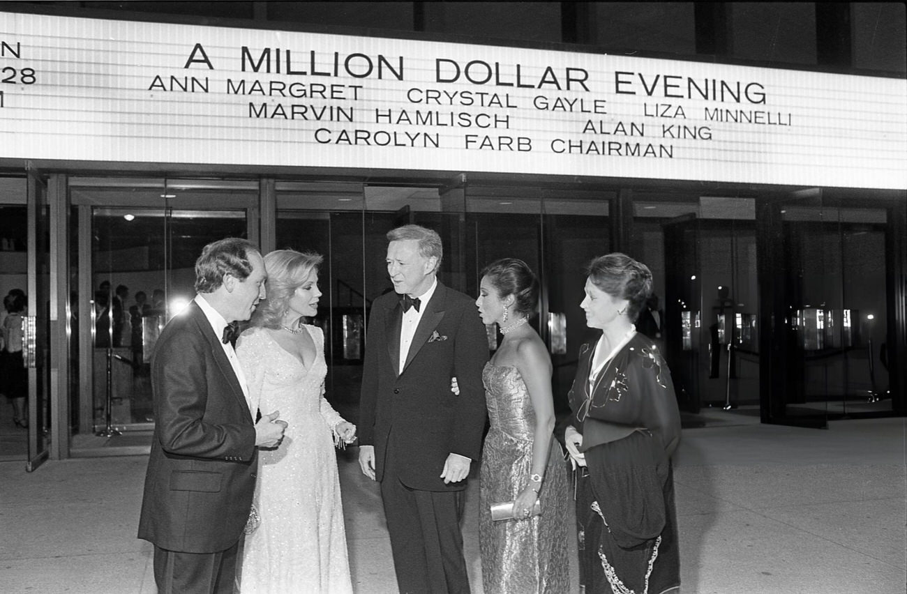 Early arrivals for a benefit concert at Jones Hall, Houston, Texas, 1983.