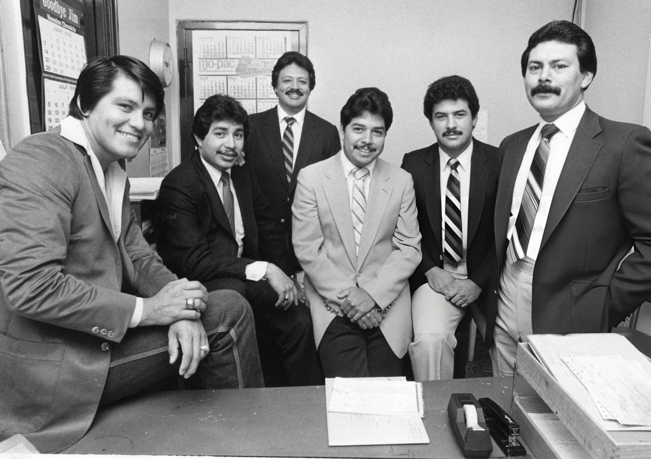 The Houston Police Department Chicano Squad members pose together, Houston, Texas, 1981.