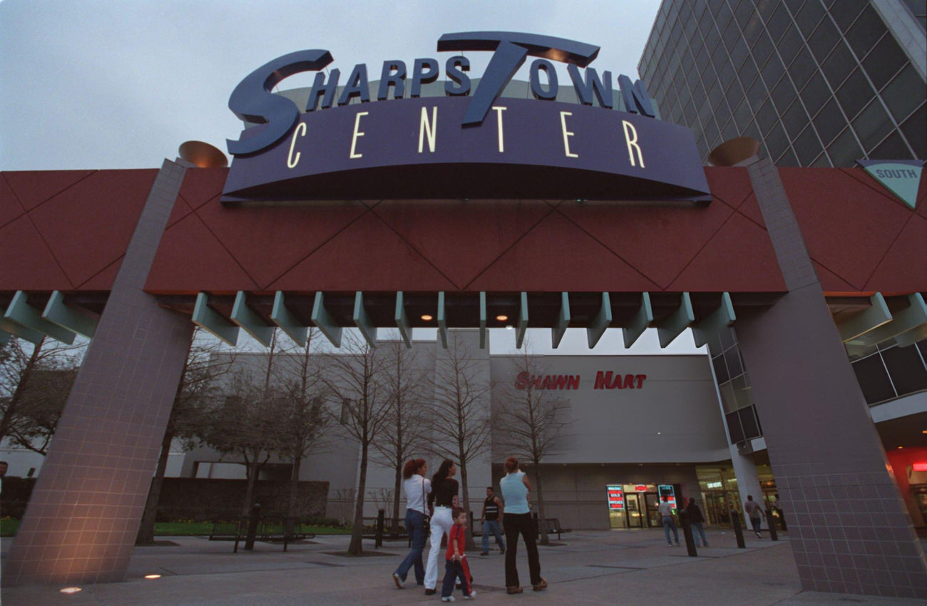 Exterior of Sharpstown Mall following foreclosure and attempts at revitalization, Houston, Texas, 2001.