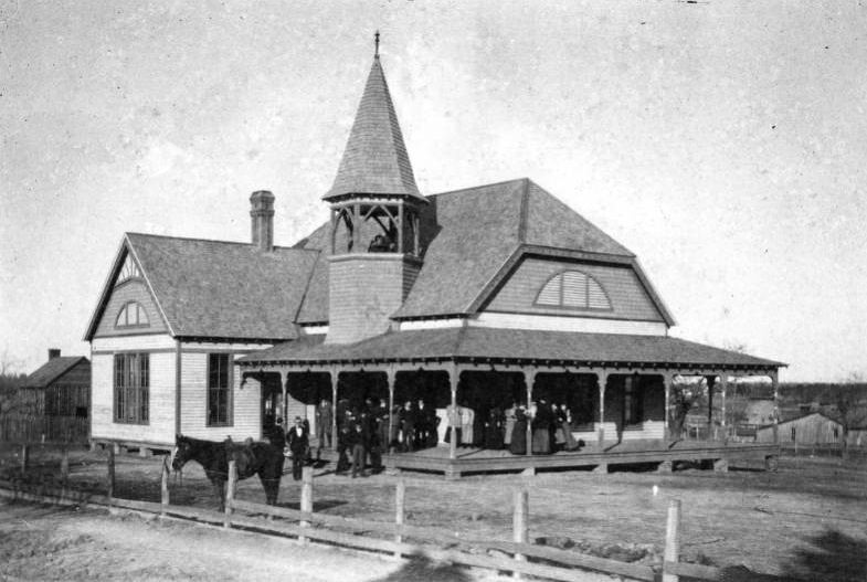 View of a normal school building in Henderson, 1895
