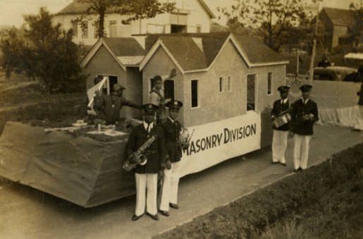 Masonry Division parade float at Tuskegee, 1930s.