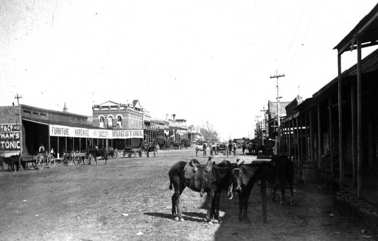 Rockdale street scene with horses, 1897