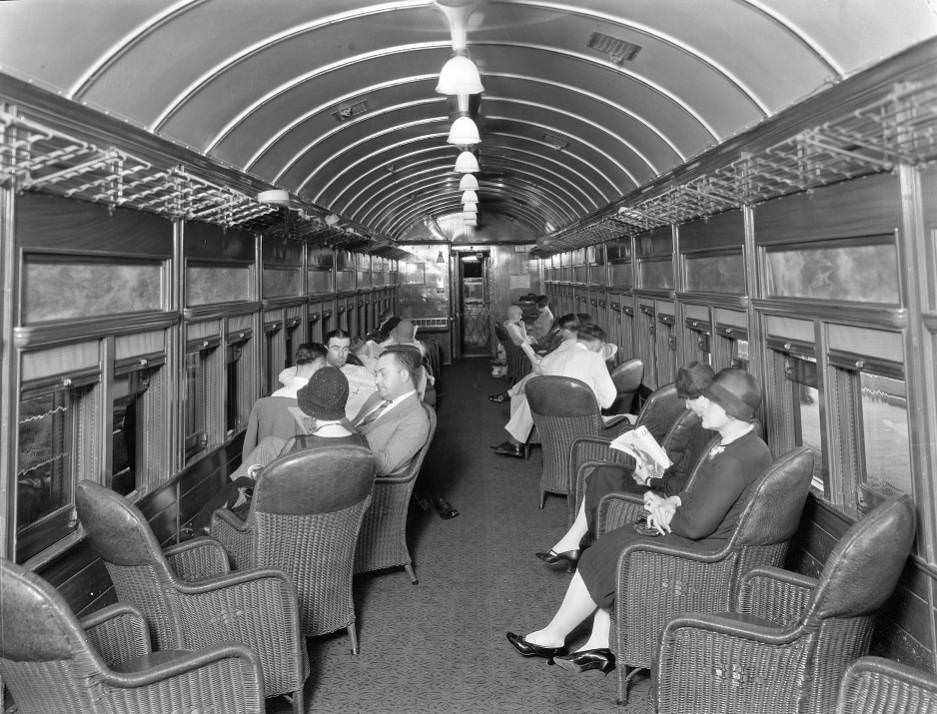 Passengers in Southern Pacific "Sunset Limited" car, August 1928.