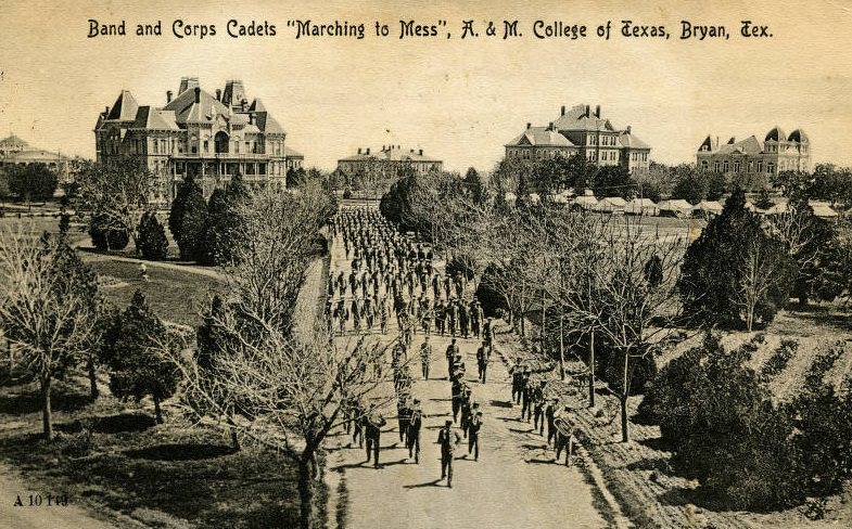 Band and Corps Cadets at A. & M. College of Texas, Bryan, 1909.