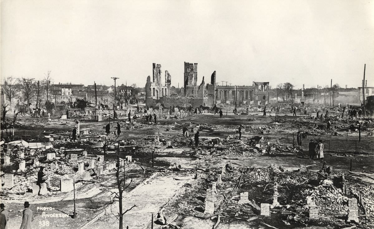 Aftermath of Fifth Ward fire, north side (Fifth Ward), Houston, 1912