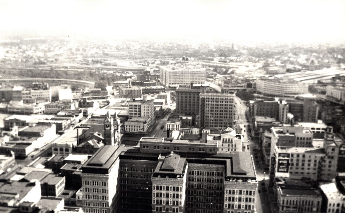 Downtown Houston view from Gulf Building, 1930s.