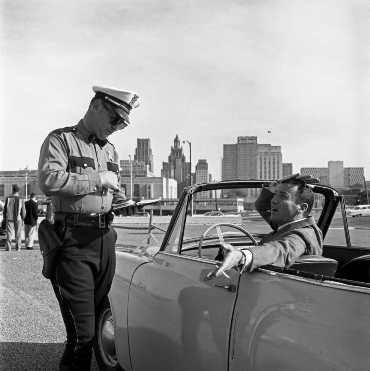 Cameron Mitchell as lawyer Mark Costello in the unaired CBS television pilot "I Am a Lawyer," filmed in Houston, 1958.