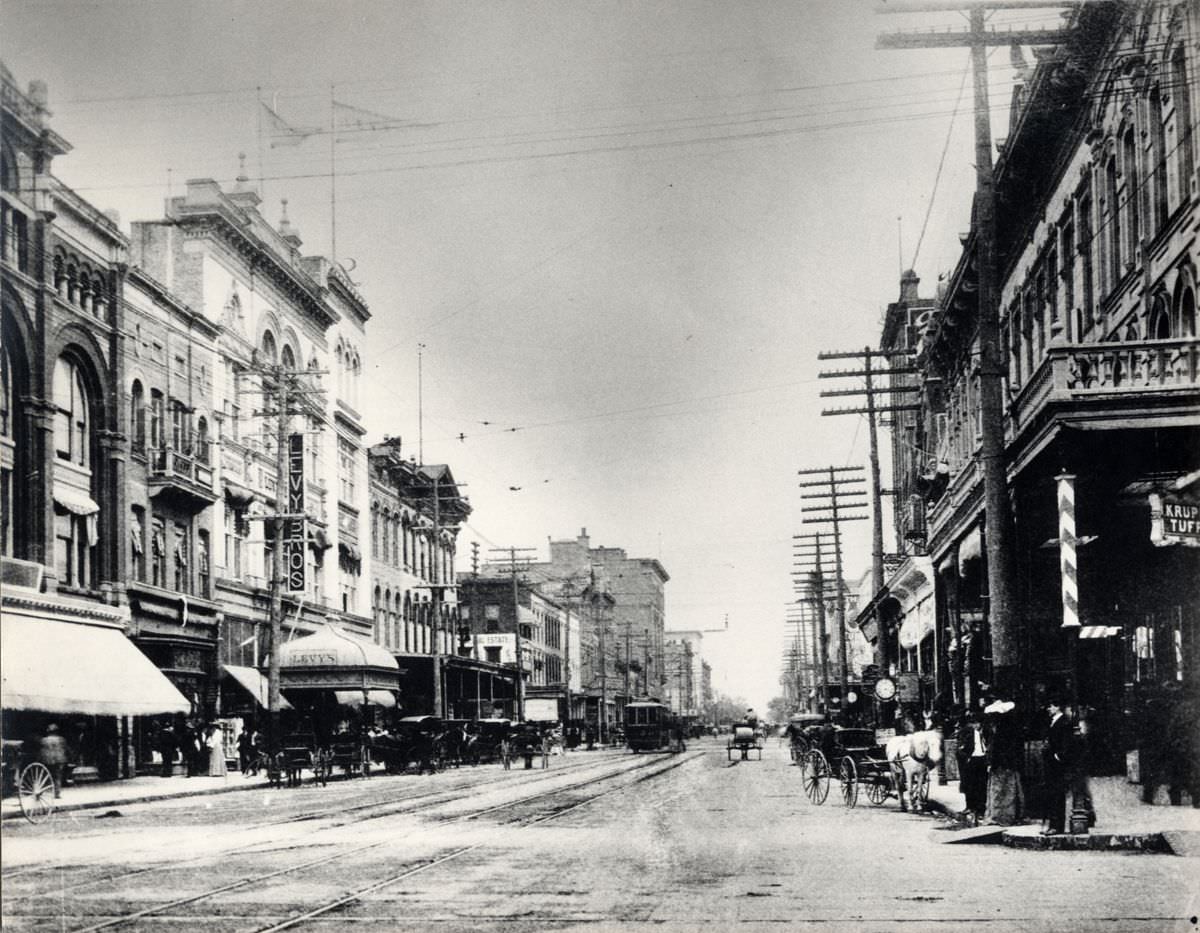 Main Street south view from Congress Avenue, Houston, 1900.