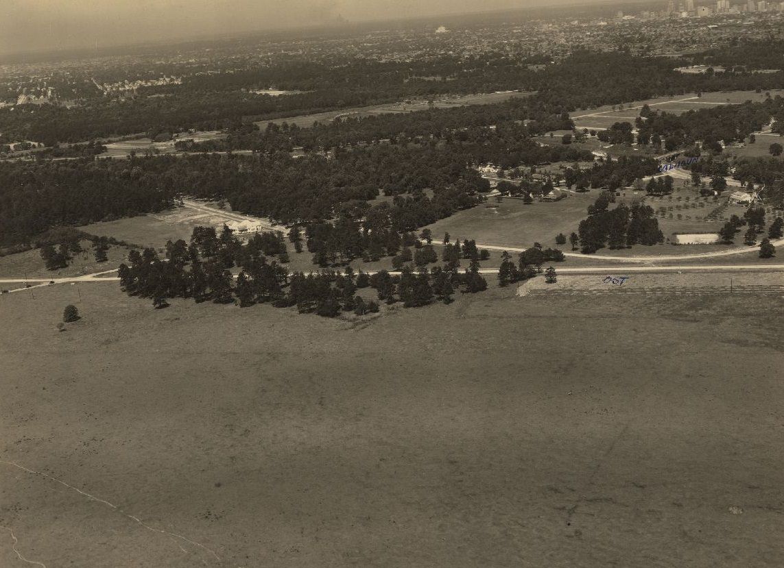 Aerial view of University of Houston campus site, 1937.