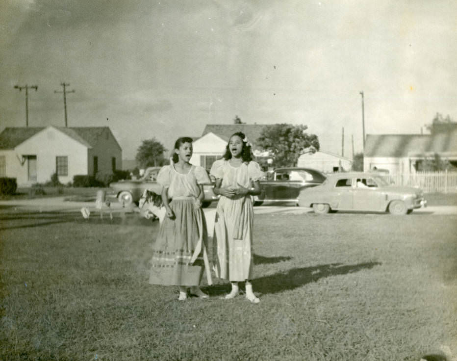 The Lemond Sisters performing at May Day Fete, 1955.