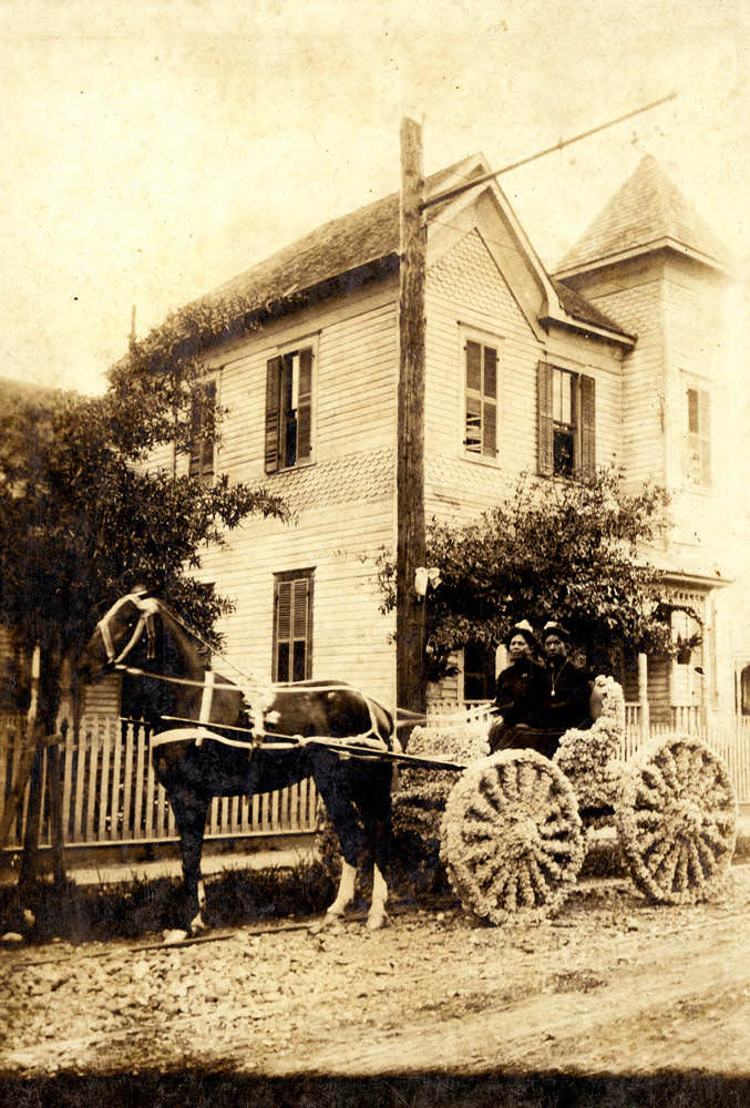 Women in decorated buggy for Juneteenth, Houston, 1895