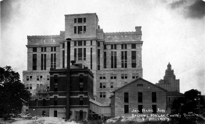 Building construction with Neils Esperson Building, Houston, September 1, 1927.
