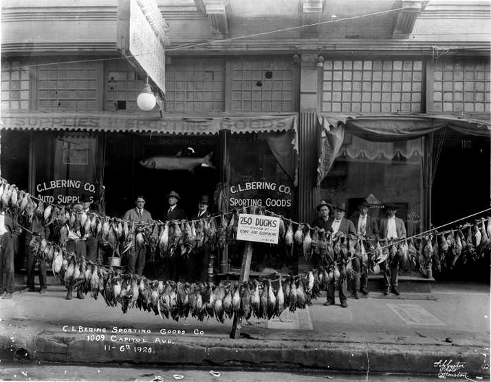 Men in front of C. L. Bering Company store, Houston, November 6, 1920.